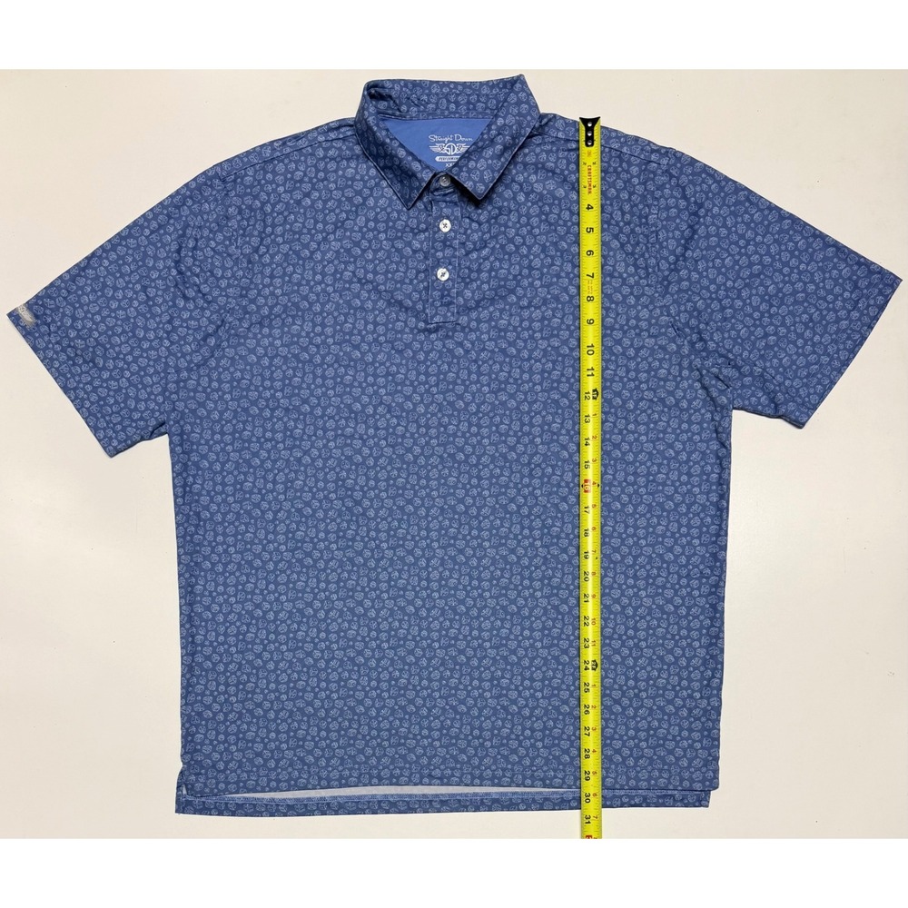 Straight Down Mens XXL Blue Dice Print Performance Golf‎ Polo Shirt Short Sleeve